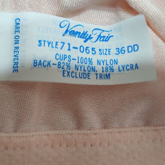 Vanity Fair 36DD vintage 1960s pink lace full coverage soft cup bra USA made - Picture 3 of 6